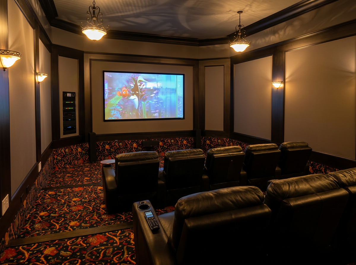 Custom home theatre with leather recliners and premium sound